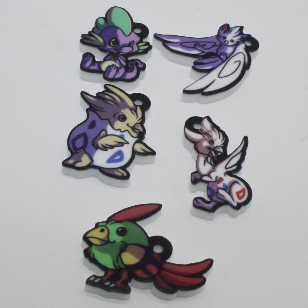Unbranded Acrylic Monster Charms Unisex Purple Green Good Fantasy Set of 5 Craft